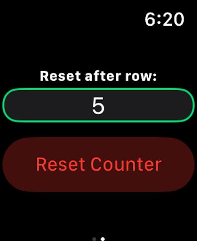 ArisaKnits Row Counter App Screenshot of the Settings Face